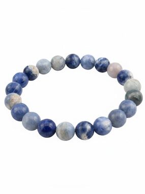 Genuine Blue Sodalite Beaded Stretch Bracelet Mental Clarity